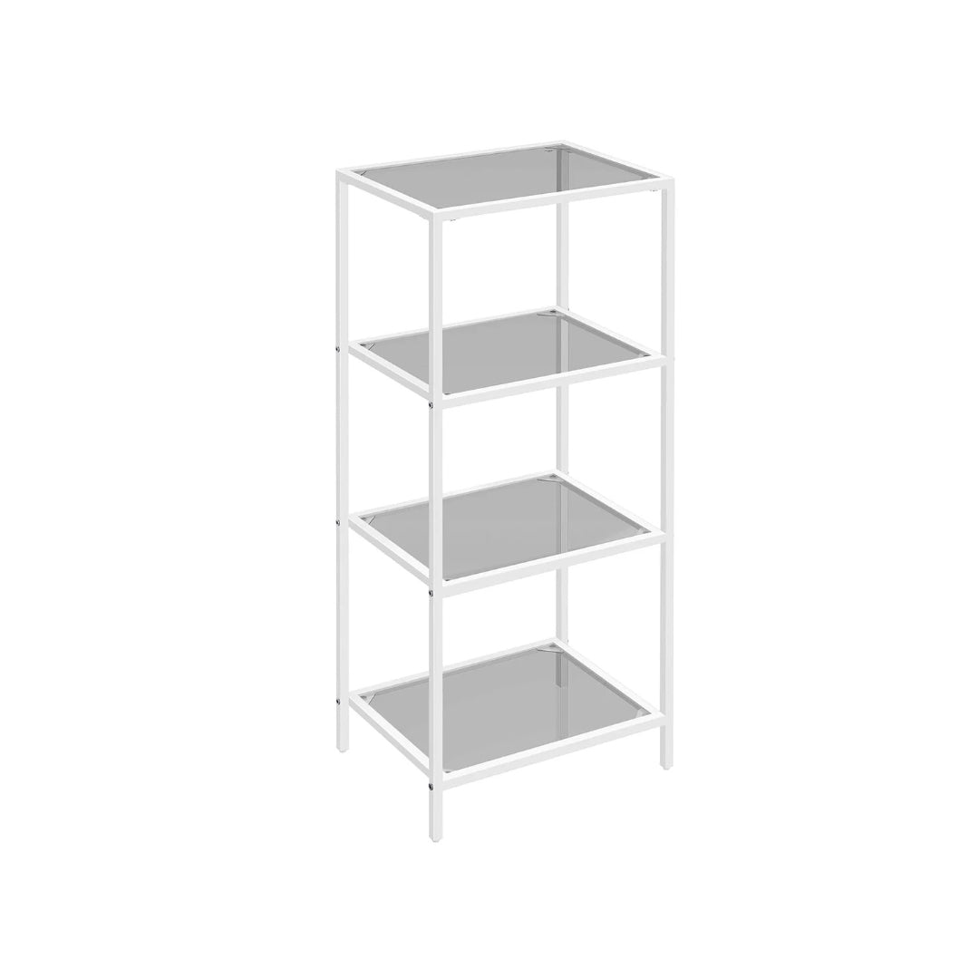 Tempered Glass Bookcase 4 Or 5 Tier Slim Shelving Unit