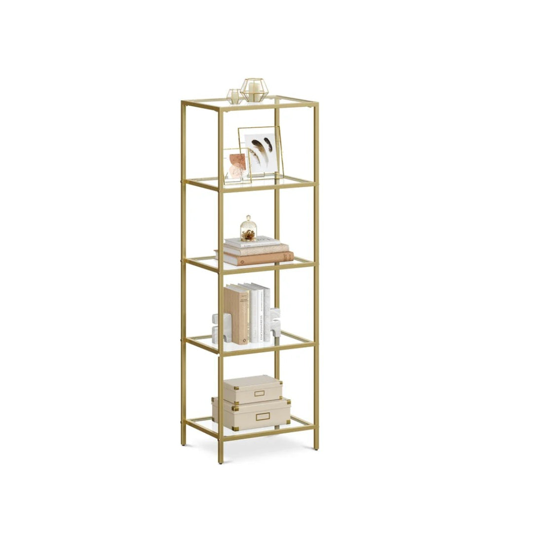 Tempered Glass Bookcase 4 Or 5 Tier Slim Shelving Unit