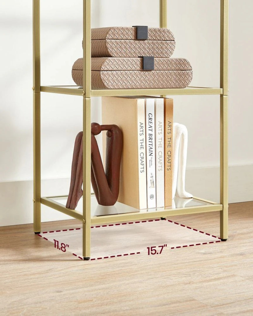 Tempered Glass Bookcase 4 Or 5 Tier Slim Shelving Unit