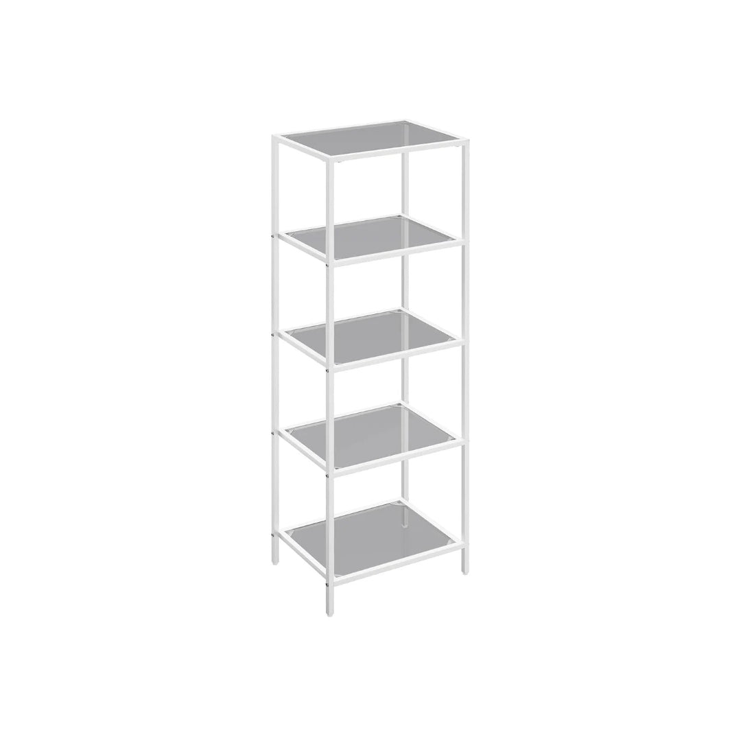 Tempered Glass Bookcase 4 Or 5 Tier Slim Shelving Unit