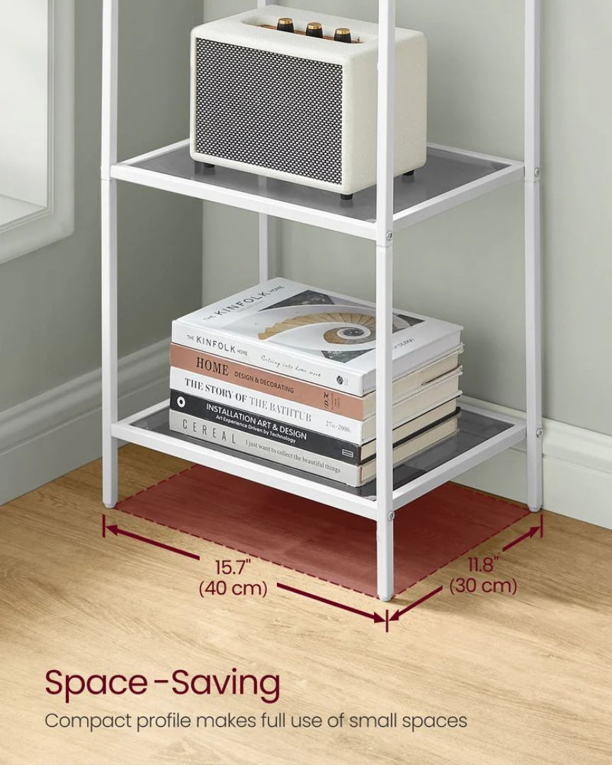 Tempered Glass Bookcase 4 Or 5 Tier Slim Shelving Unit