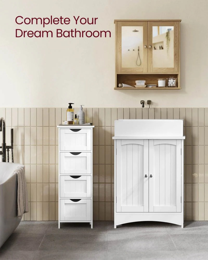 Bathroom Cabinet With Mirror Wall Mounted Storage 22.2in Wide