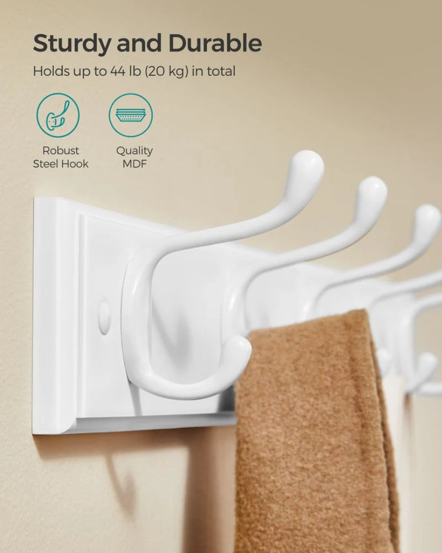 Wall Mounted Coat Rack With 10 Hooks, Heavy Duty Entryway Hook Rack