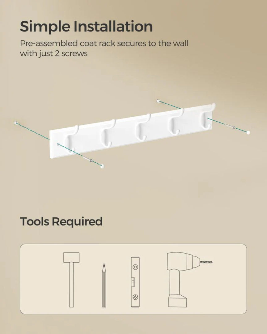 Wall Mounted Coat Rack With 10 Hooks, Heavy Duty Entryway Hook Rack