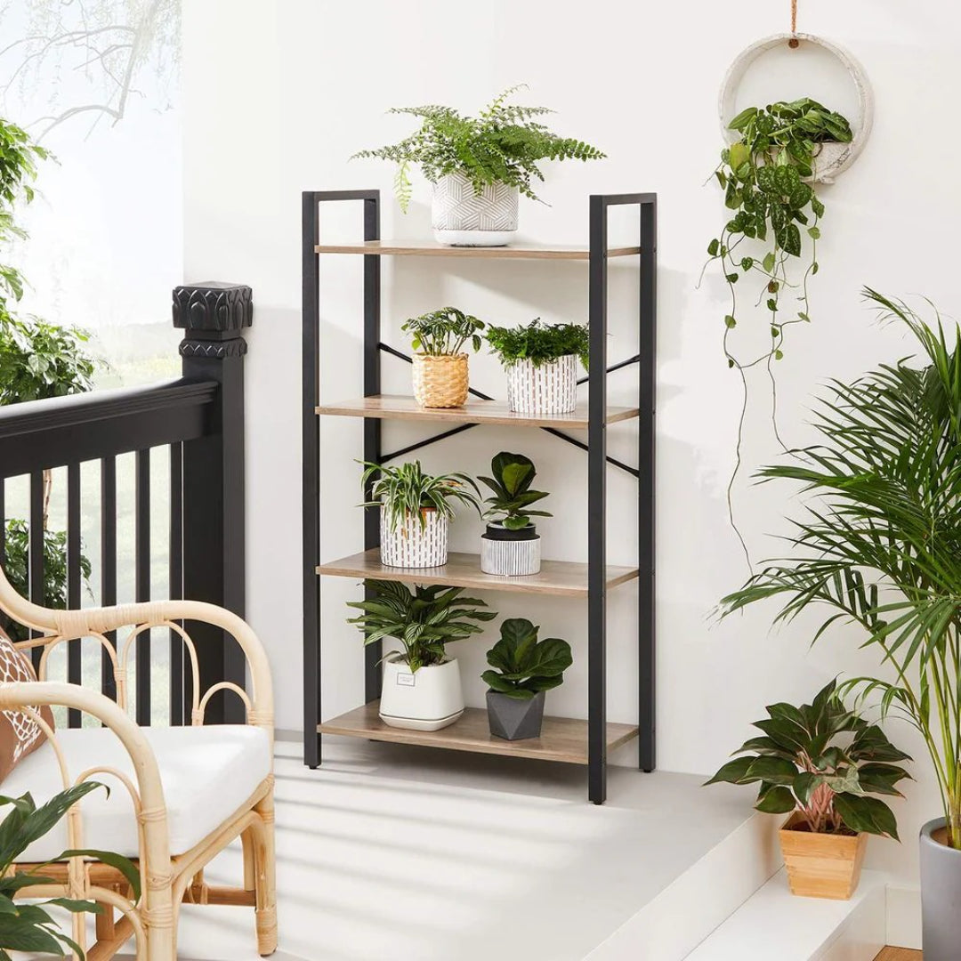 4 Tier Bookshelf With Steel Frame, 47.2 Inch Storage Shelf