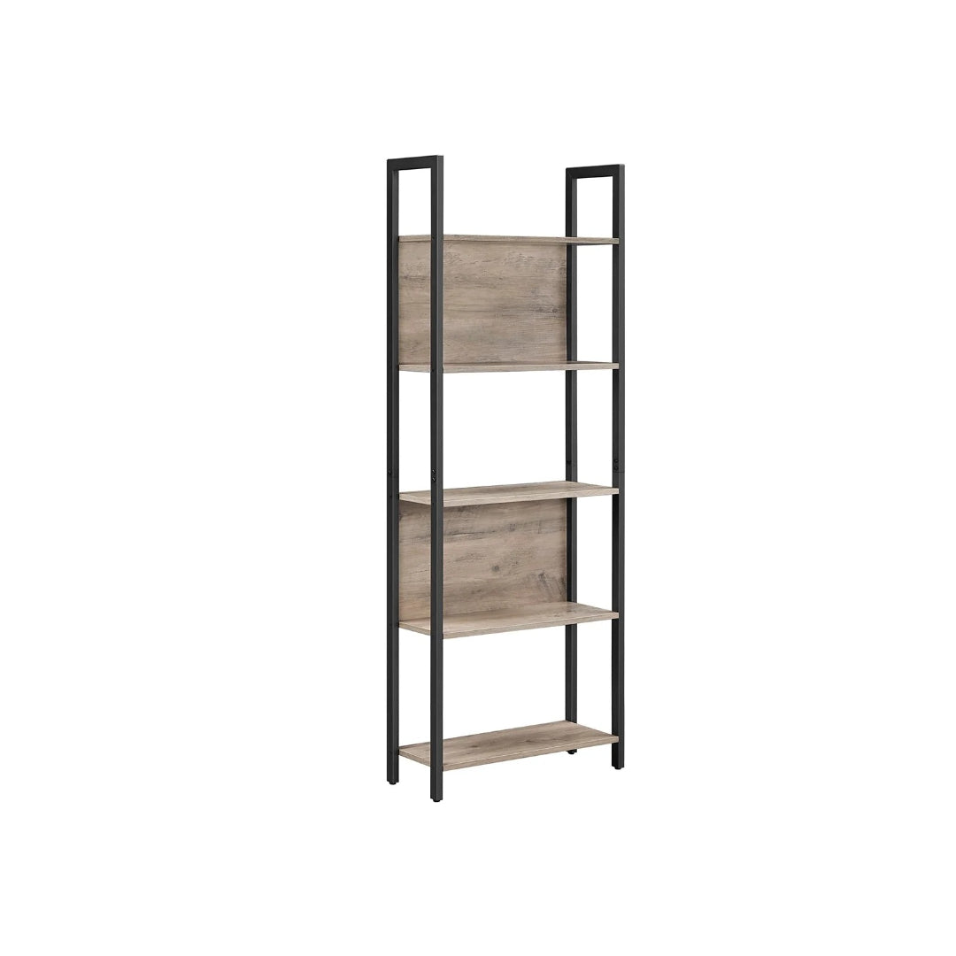 5 Tier Bookshelf With Steel Frame, 65 Inch Storage Bookcase