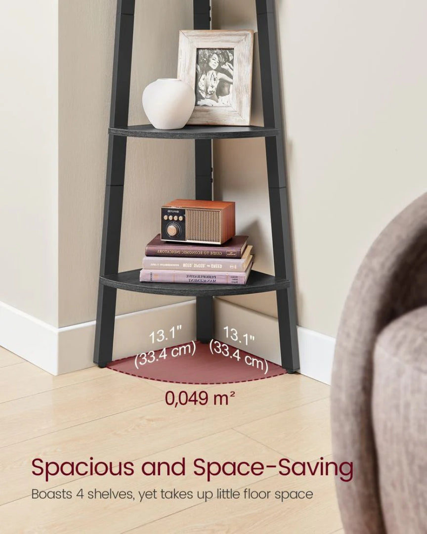 4 Tier Corner Bookshelf Industrial Storage Display Shelf