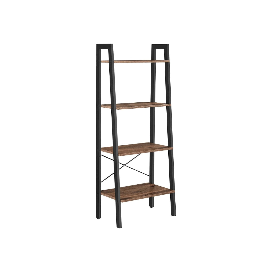 4 Tier Ladder Shelf With Steel Frame, 31.5/22 Inch Storage Rack