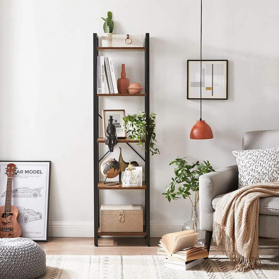 5 Shelf Storage Shelving Unit With Steel Frame Bookcase