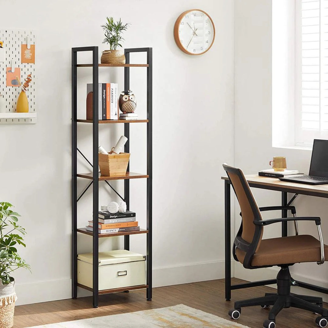 5 Shelf Storage Shelving Unit With Steel Frame Bookcase
