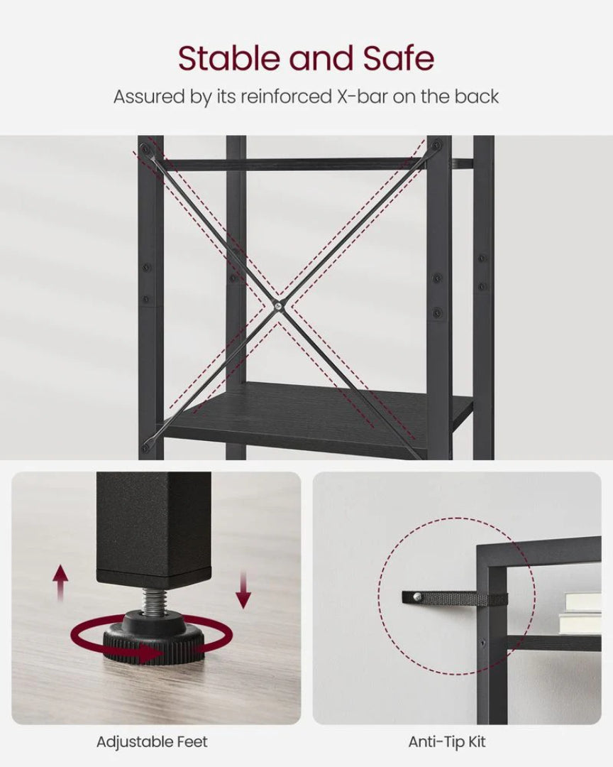 6 Tier Narrow Bookcase With Steel Frame Storage Shelf