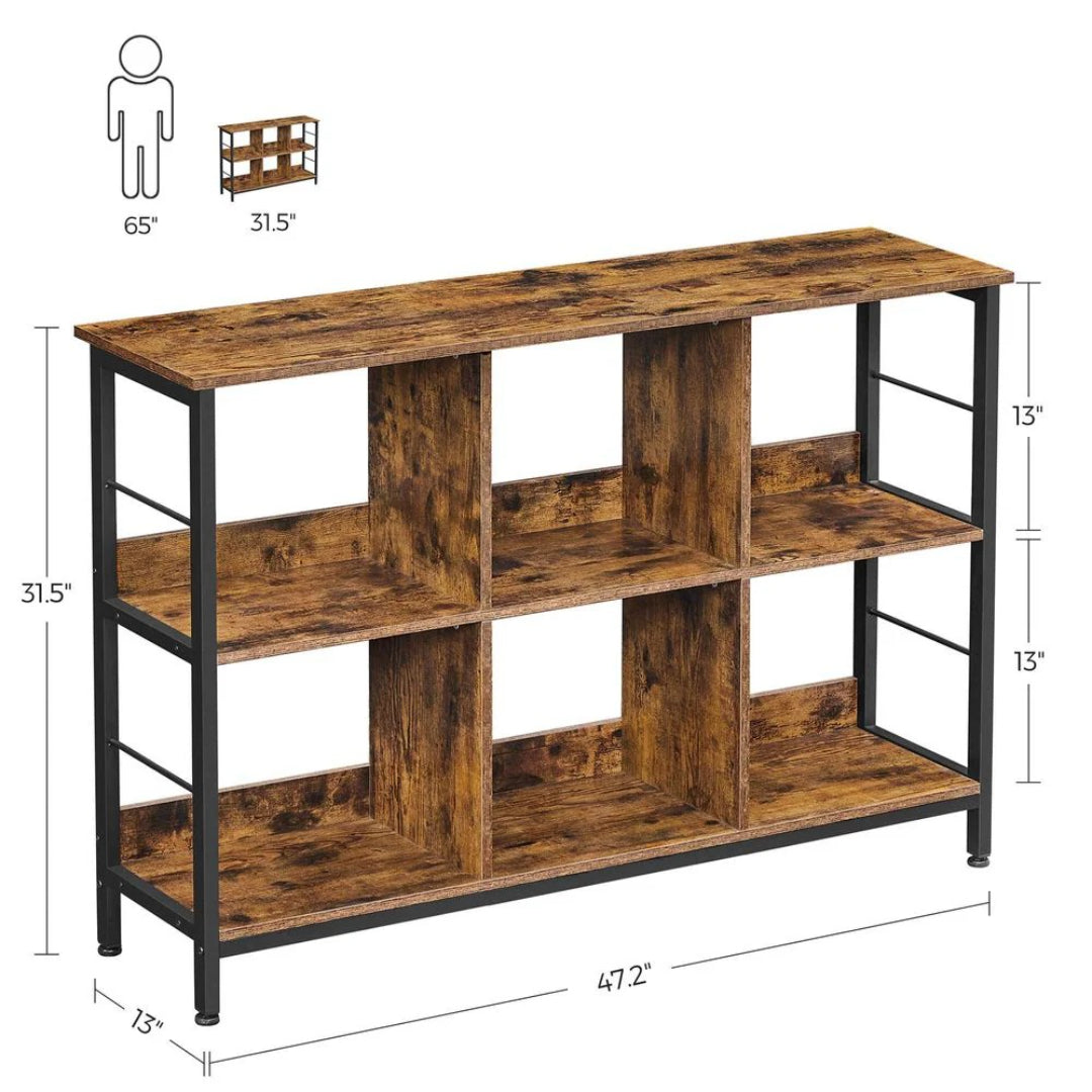Bookshelf With Storage Cubes, 47.2/39.4 Inch Organizer Shelf