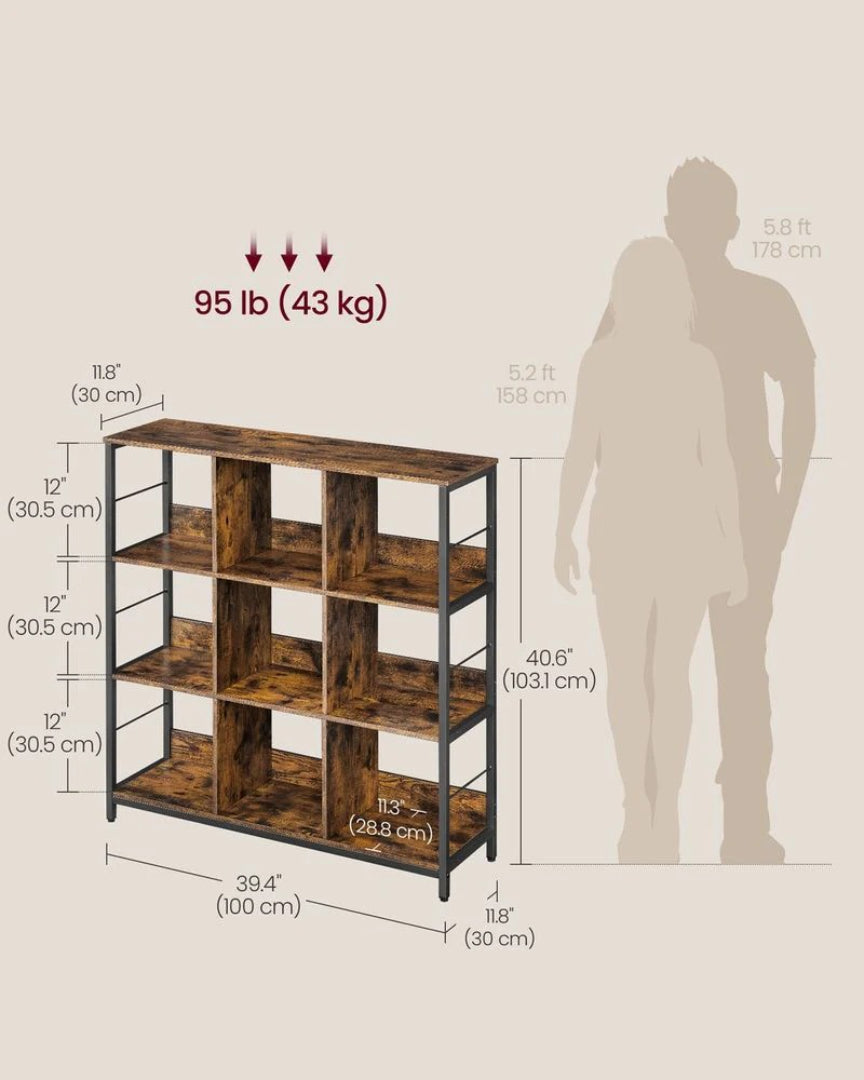 Bookshelf With Storage Cubes, 47.2/39.4 Inch Organizer Shelf