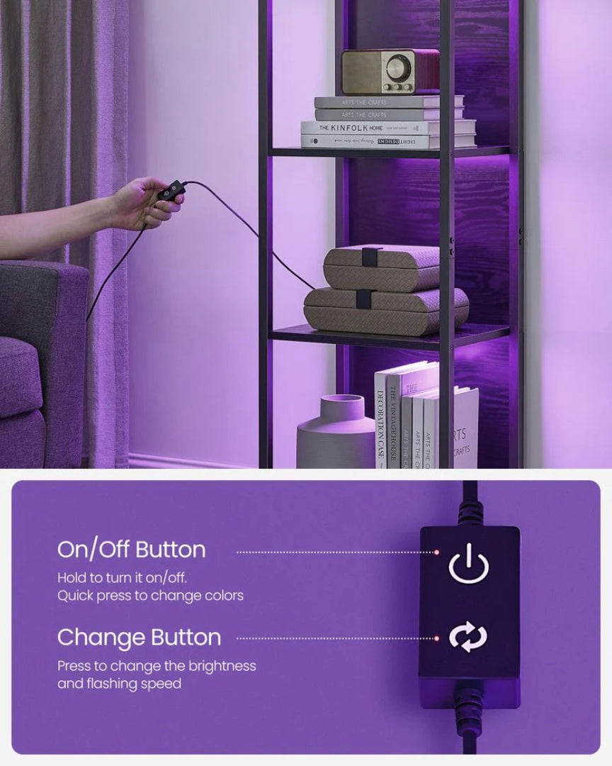 6 Tier LED Bookshelf With Dimmable Lights Display Shelf