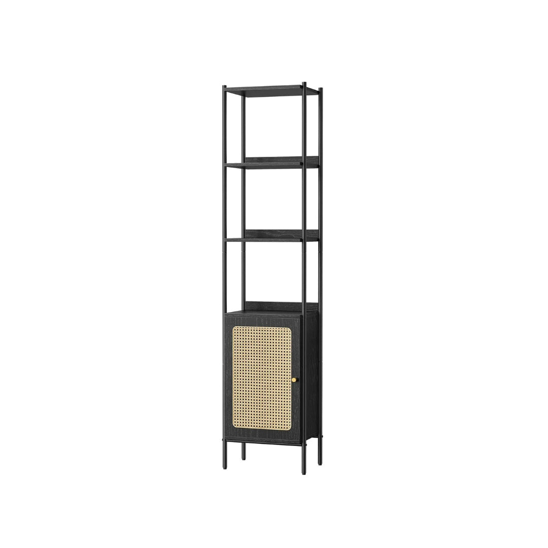 6 Tier Bookcase With Door, 68.8 Inch Storage Shelf