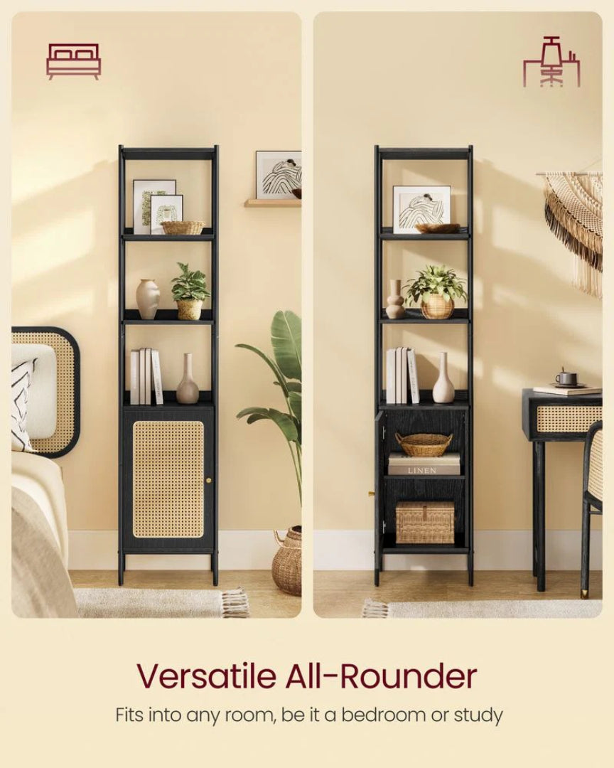 6 Tier Bookcase With Door, 68.8 Inch Storage Shelf