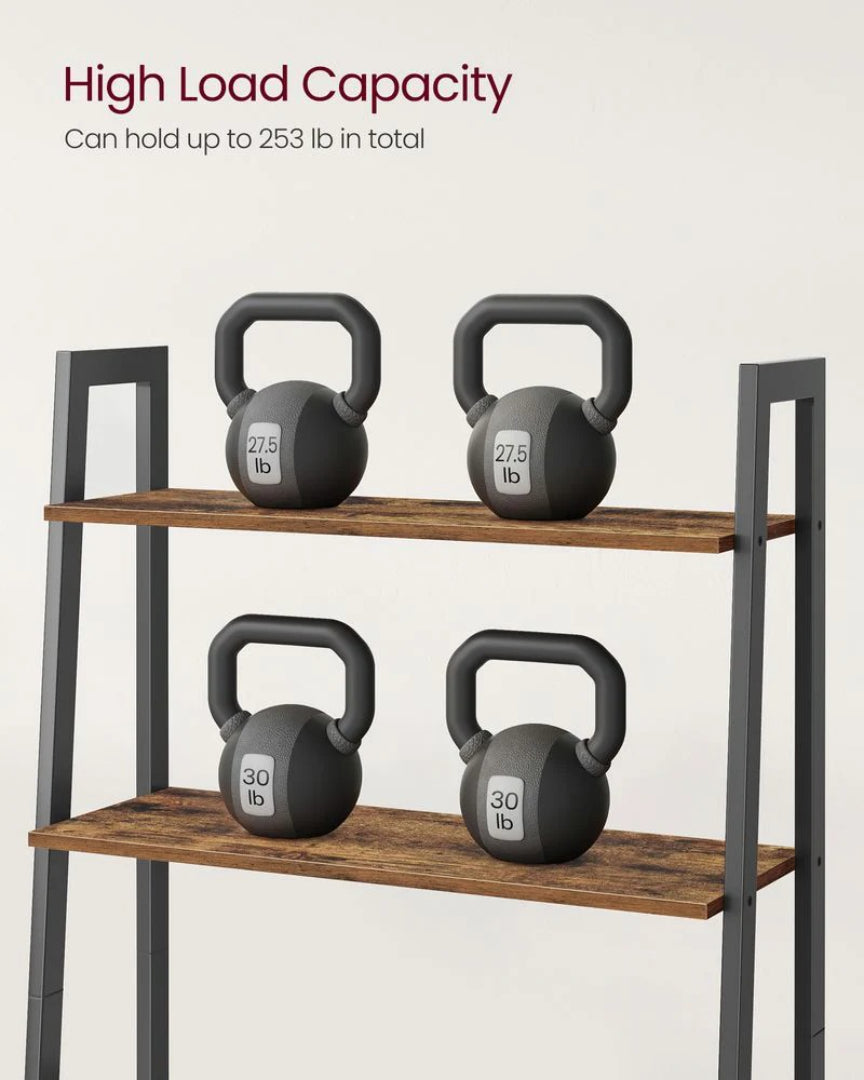 4 Tier Ladder Shelf With Steel Frame, 31.5/22 Inch Storage Rack