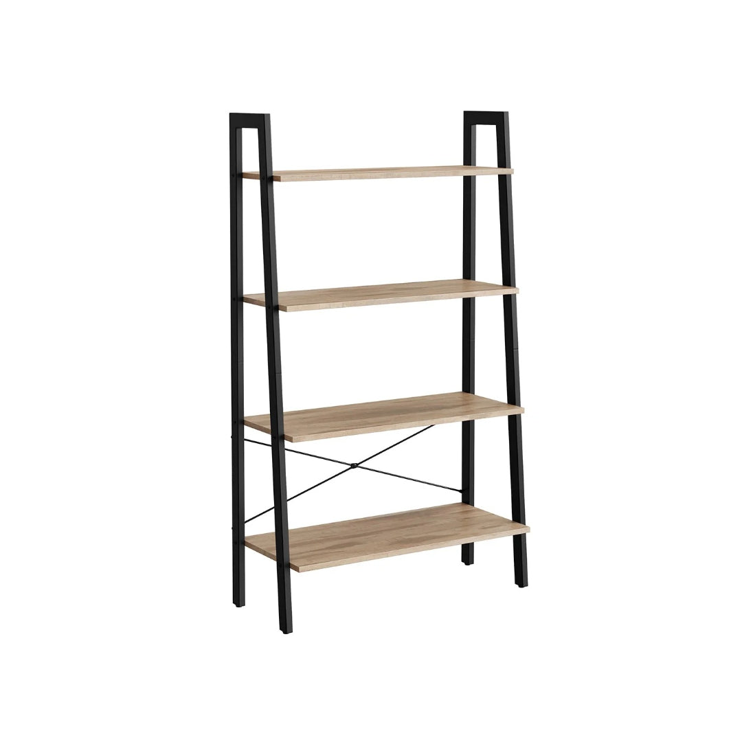4 Tier Ladder Shelf With Steel Frame, 31.5/22 Inch Storage Rack