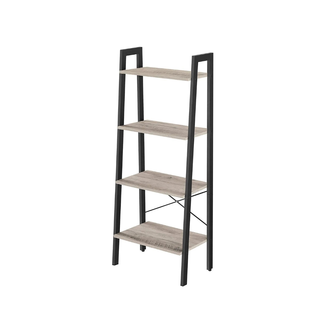 4 Tier Ladder Shelf With Steel Frame, 31.5/22 Inch Storage Rack