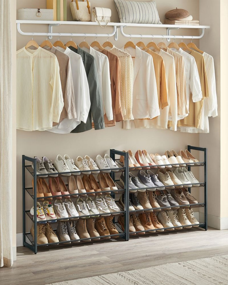 8 Tier Shoe Rack With Metal Shelves, Large Capacity Organizer