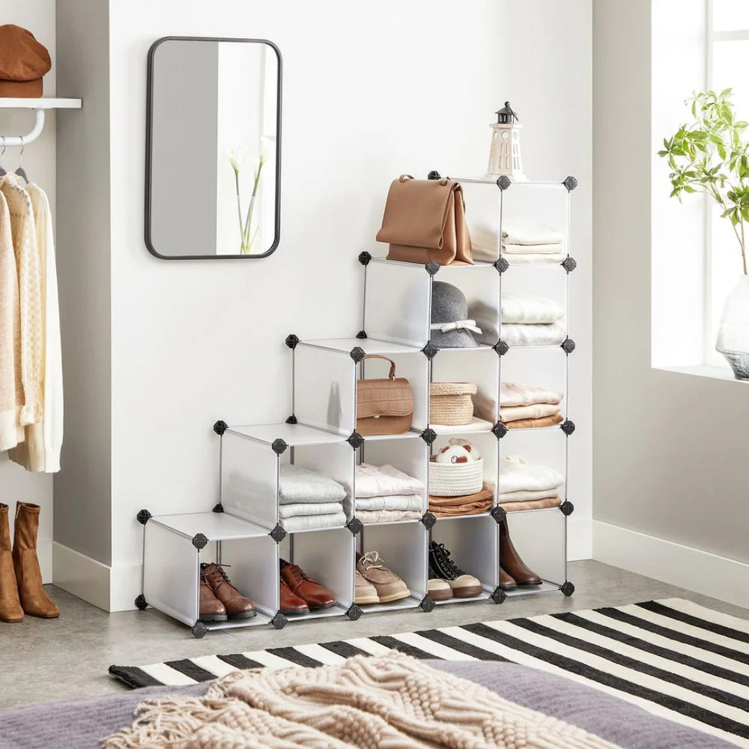 Plastic Shoe Storage Organizer 15 Or 28 Slot Stackable