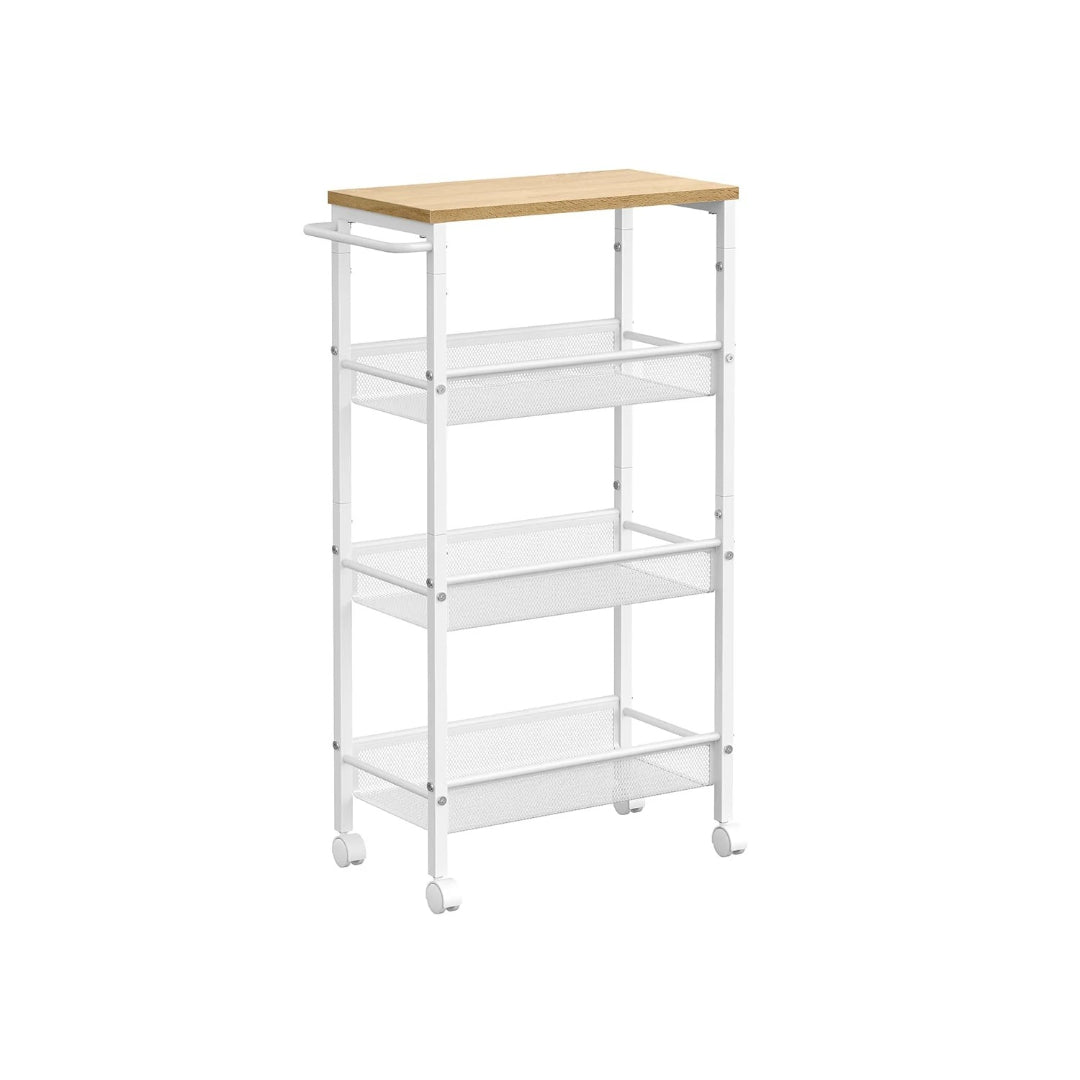 4 Tier Slim Rolling Storage Cart Narrow Utility Shelf