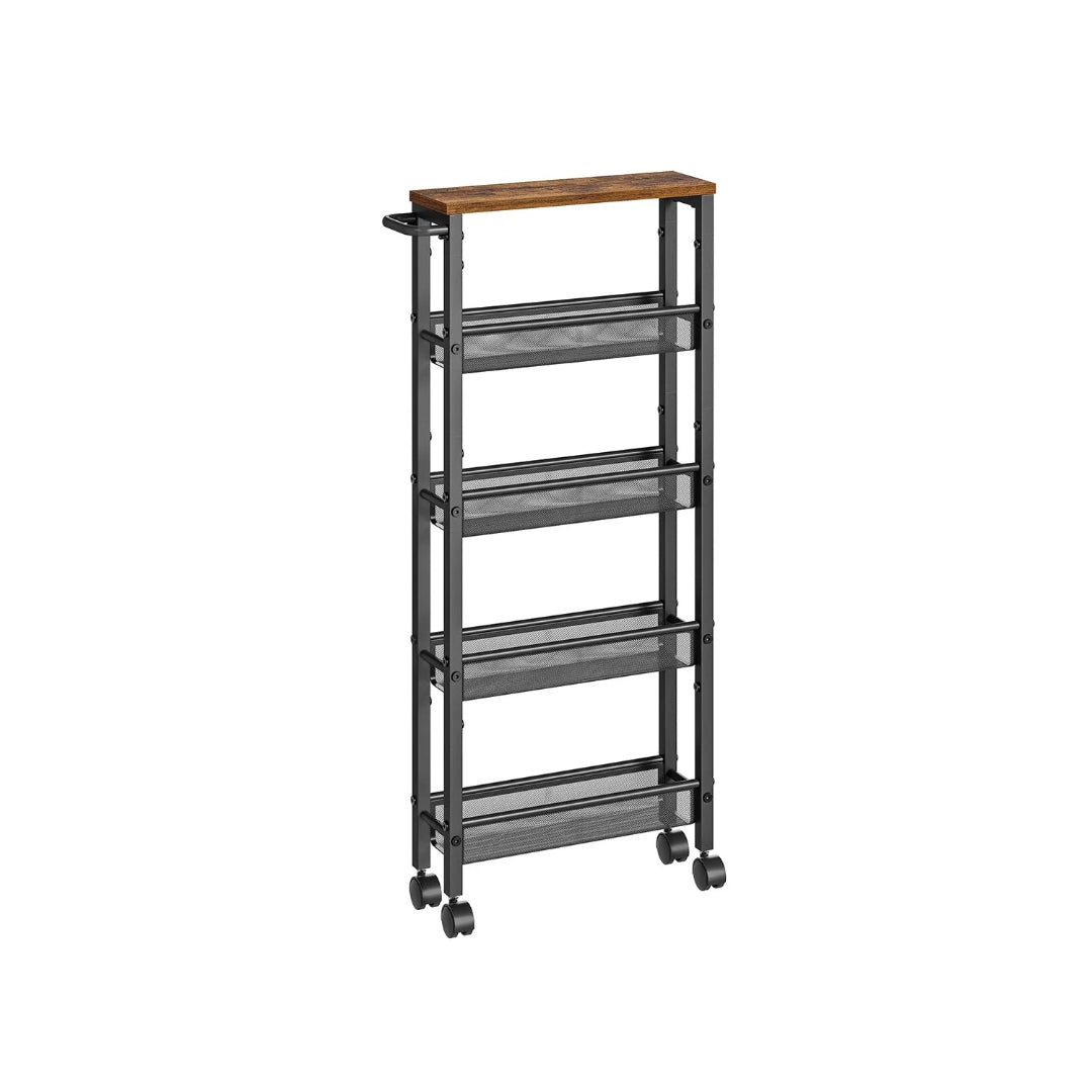 Slim Rolling Storage Cart 4 Or 5 Tier Narrow Utility