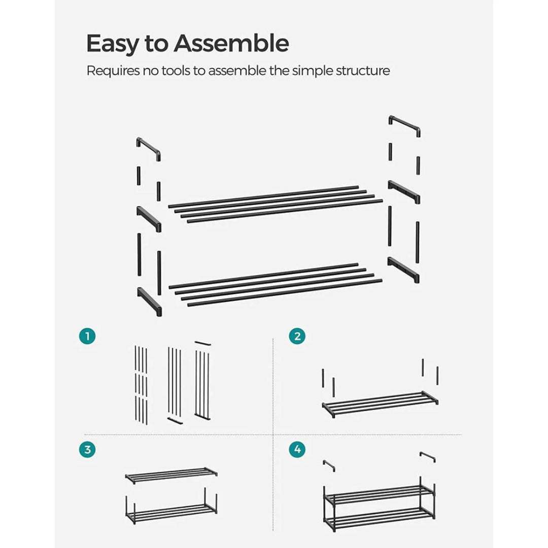 2/3/4/10 Tier Metal Shoe Rack, 36.2/46.1/17.7 Inch Organizer