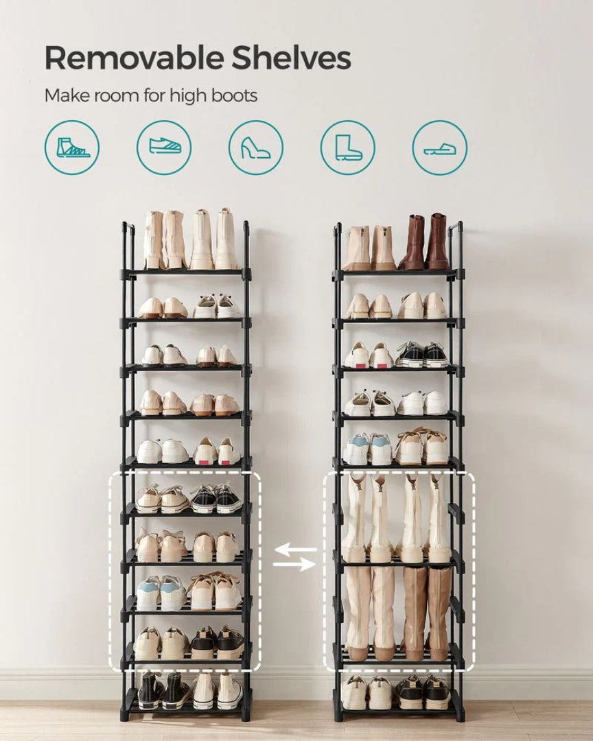 2/3/4/10 Tier Metal Shoe Rack, 36.2/46.1/17.7 Inch Organizer