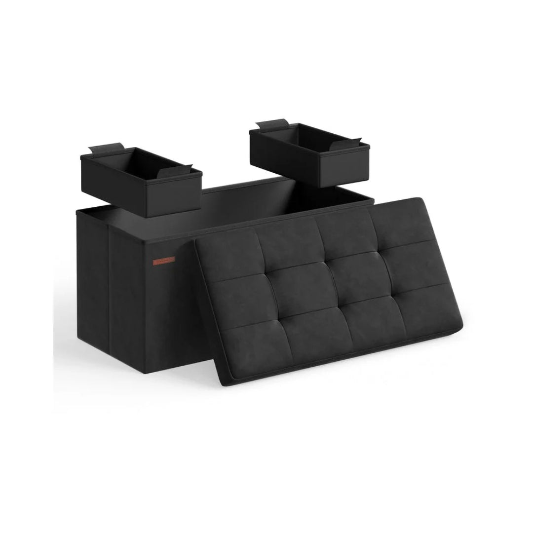 30/43 Inch Storage Ottoman Bench With Flip Lid & Storage Boxes