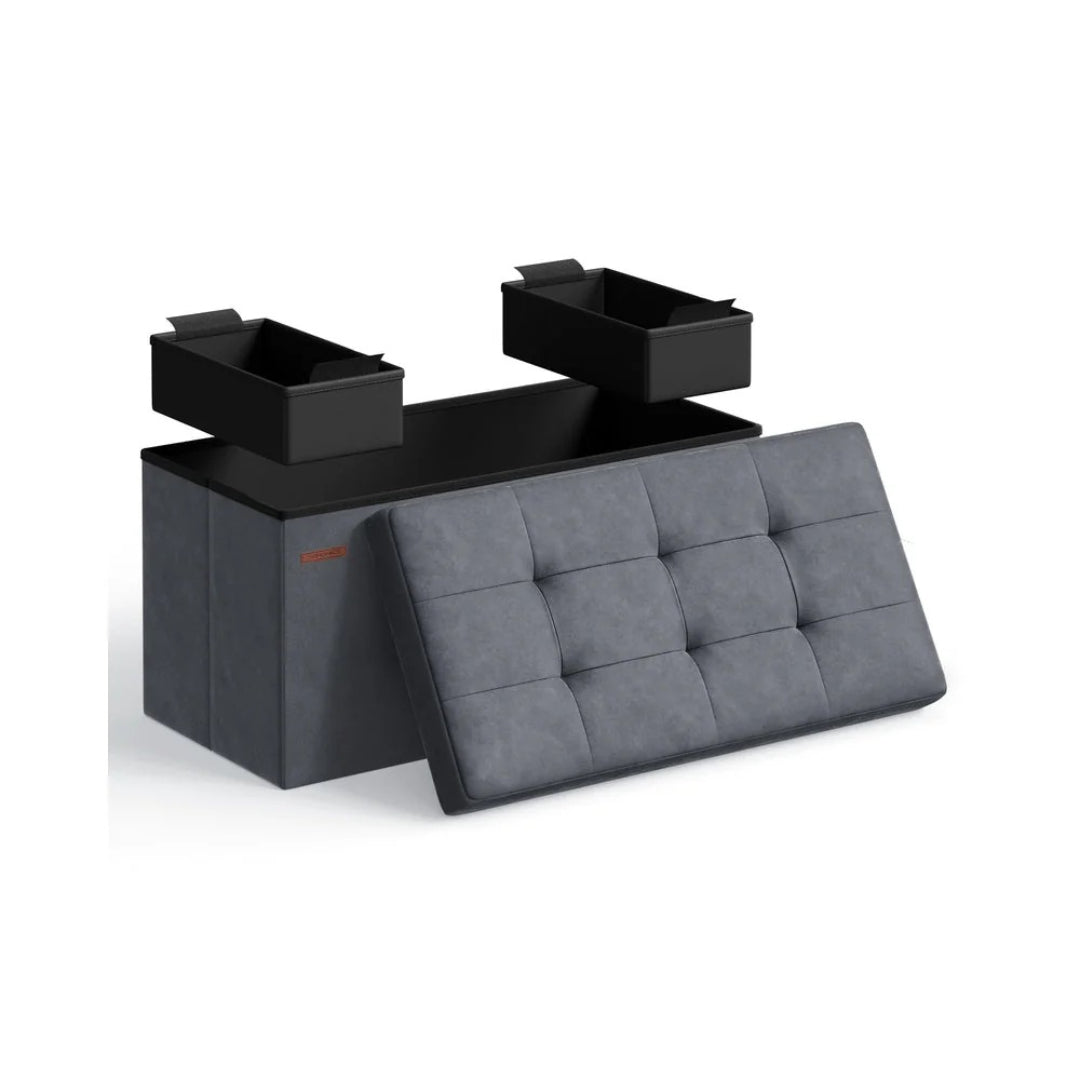 30/43 Inch Storage Ottoman Bench With Flip Lid & Storage Boxes