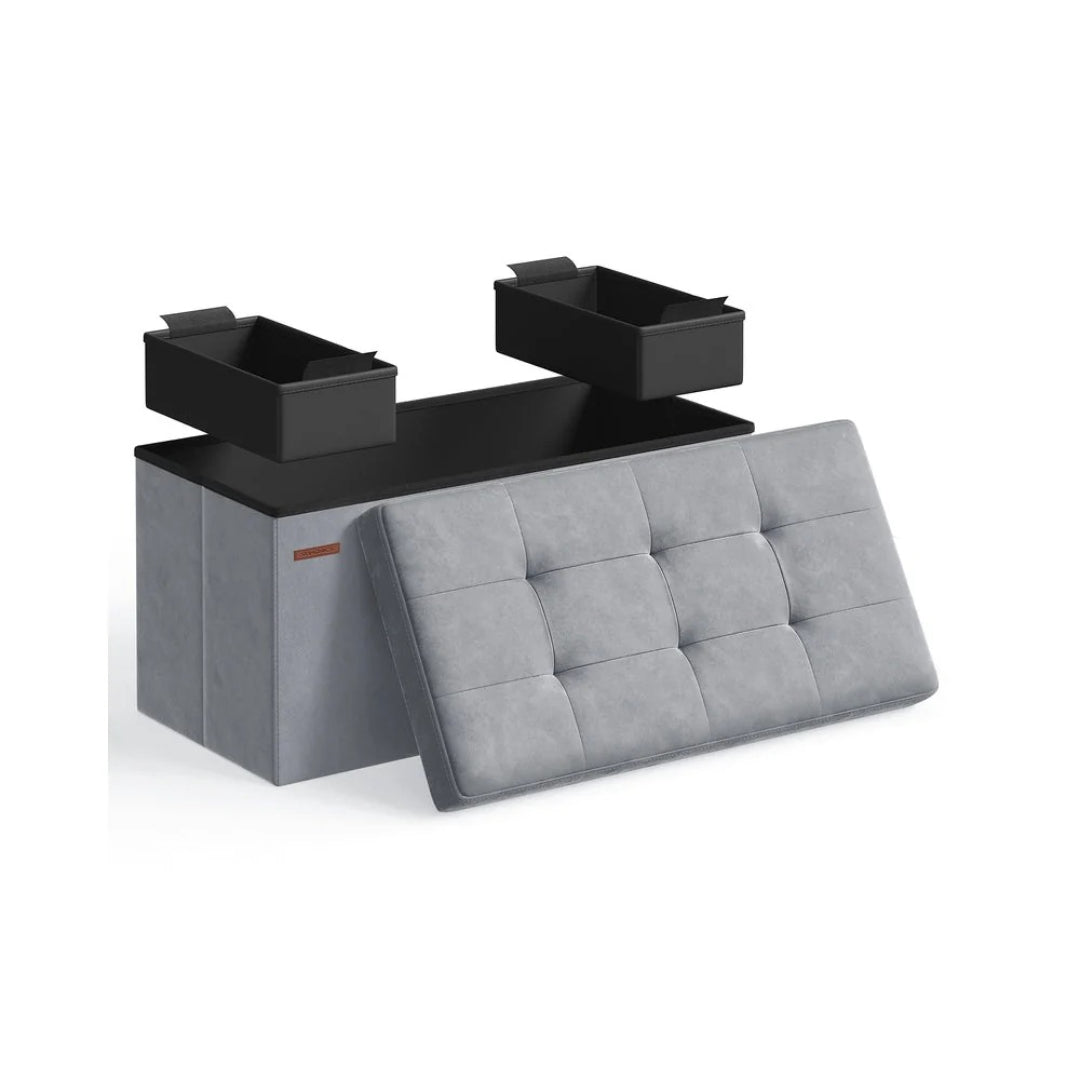 30/43 Inch Storage Ottoman Bench With Flip Lid & Storage Boxes
