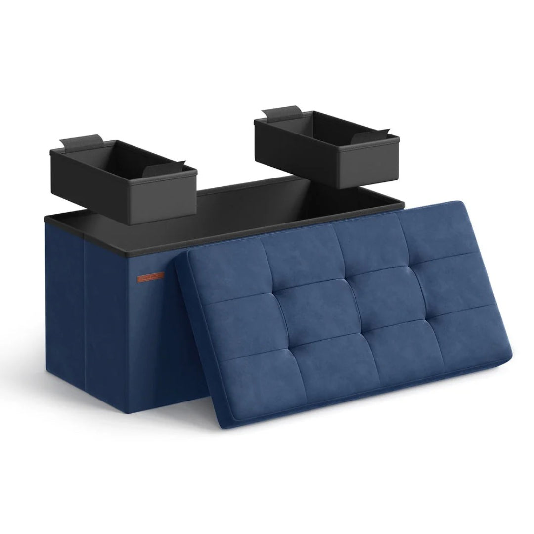 30/43 Inch Storage Ottoman Bench With Flip Lid & Storage Boxes