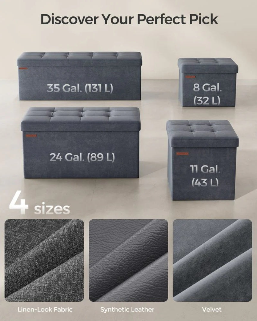 30/43 Inch Storage Ottoman Bench With Flip Lid & Storage Boxes