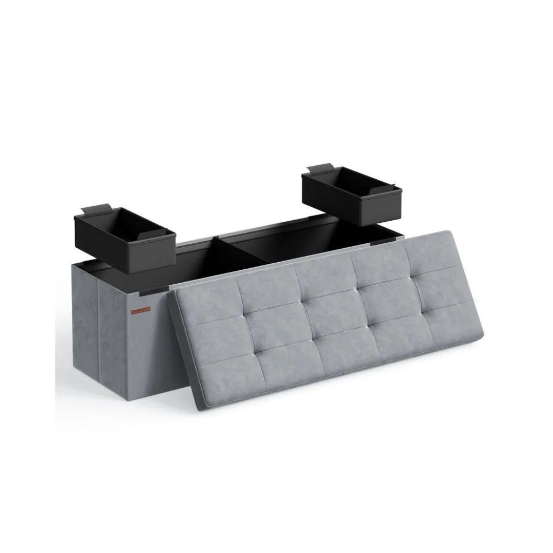30/43 Inch Storage Ottoman Bench With Flip Lid & Storage Boxes