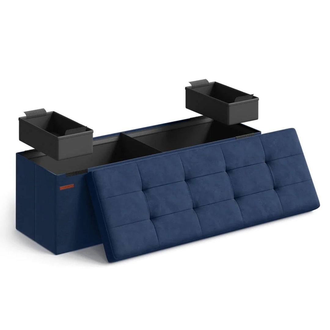 30/43 Inch Storage Ottoman Bench With Flip Lid & Storage Boxes