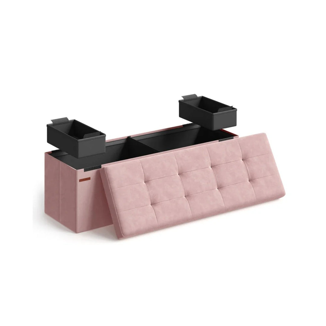 30/43 Inch Storage Ottoman Bench With Flip Lid & Storage Boxes