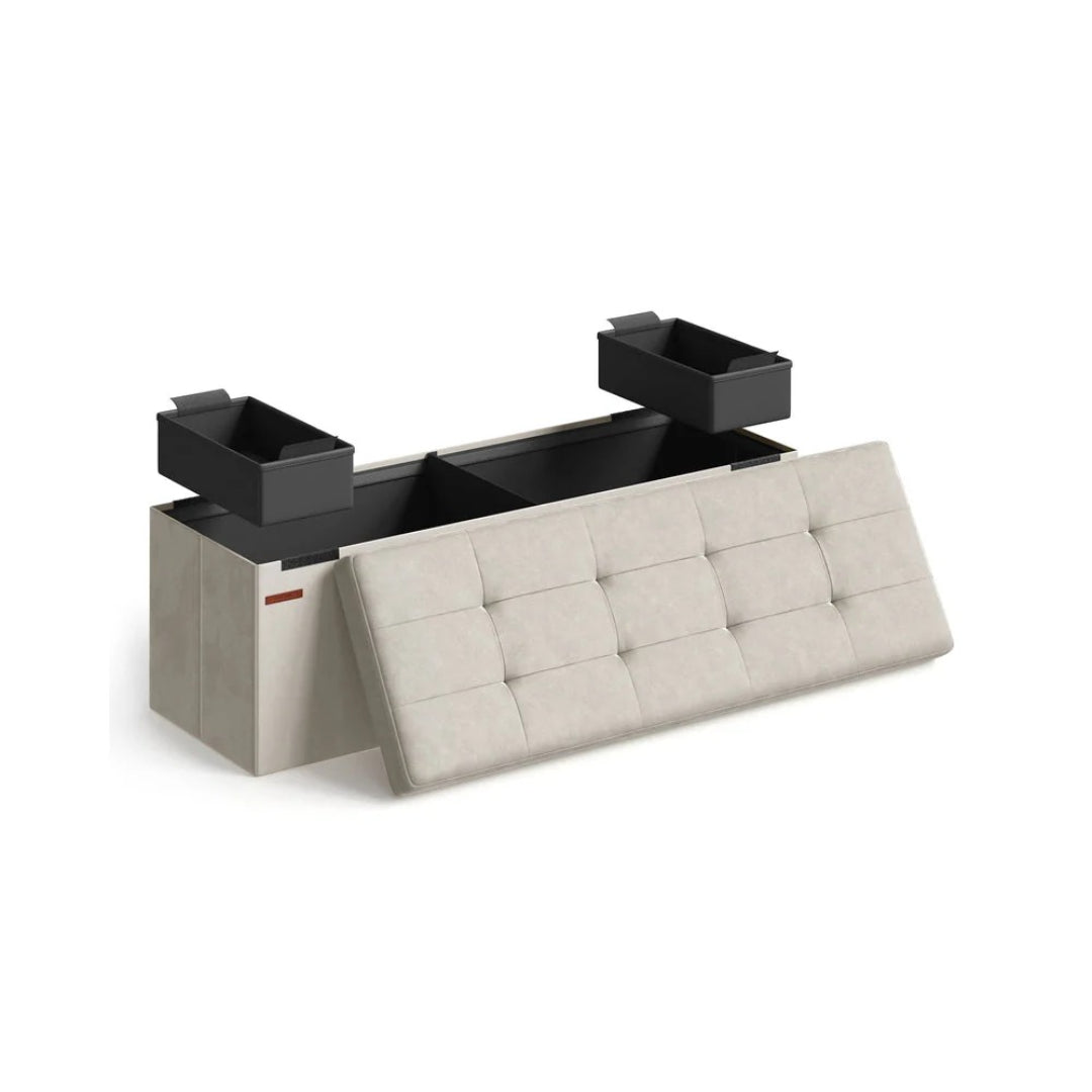 30/43 Inch Storage Ottoman Bench With Flip Lid & Storage Boxes