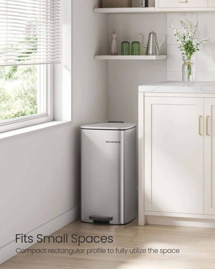 Stainless Steel Step Trash Can with Inner Bucket, 5.2–8 Gallon