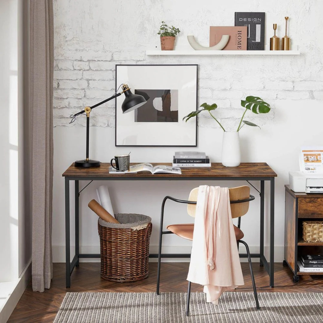 55 Inch Writing Desk For Home Office With Metal Frame