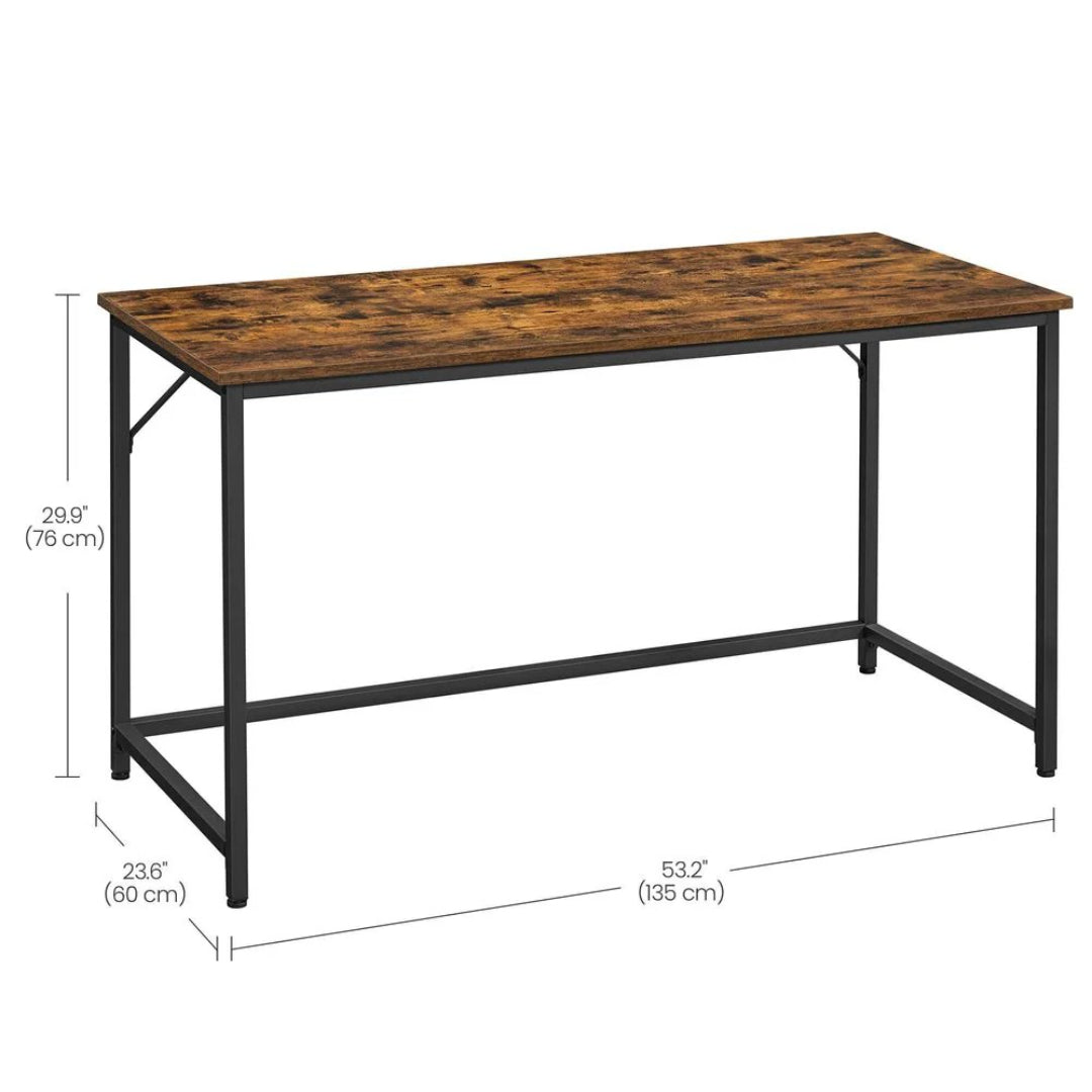 55 Inch Writing Desk For Home Office With Metal Frame