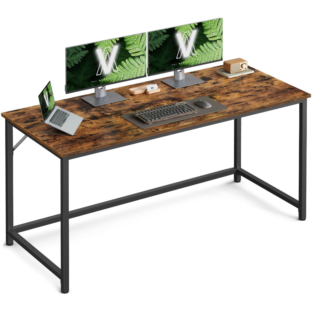 55 Inch Writing Desk For Home Office With Metal Frame
