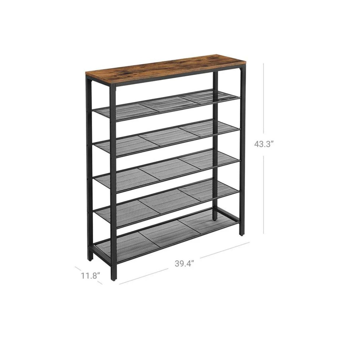 6/8 Tier Shoe Rack With Metal Shelves, 39.4 Inch Wide Organizer