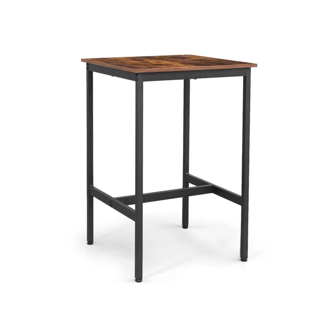 High Top Bar Table with Steel Frame, Industrial Square Pub Table