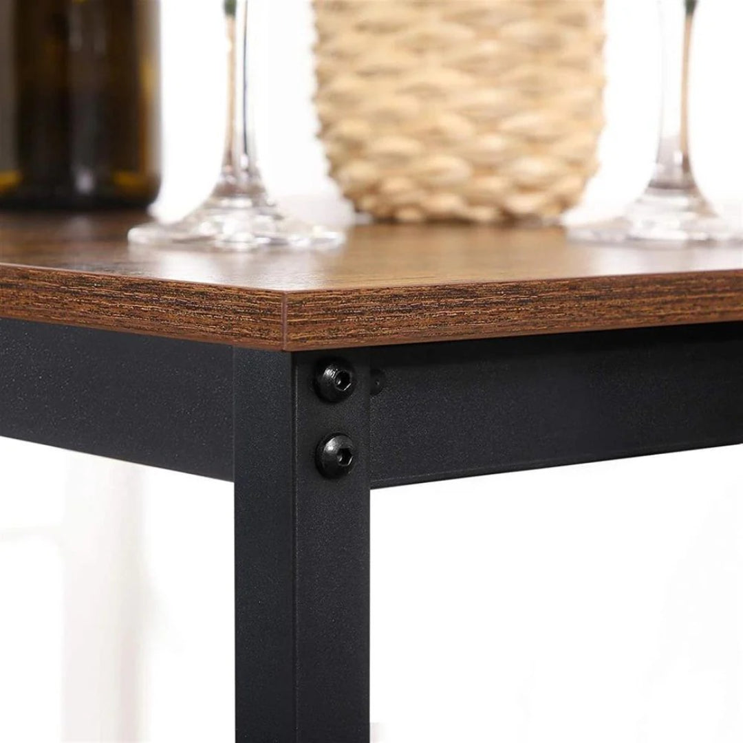 High Top Bar Table with Steel Frame, Industrial Square Pub Table
