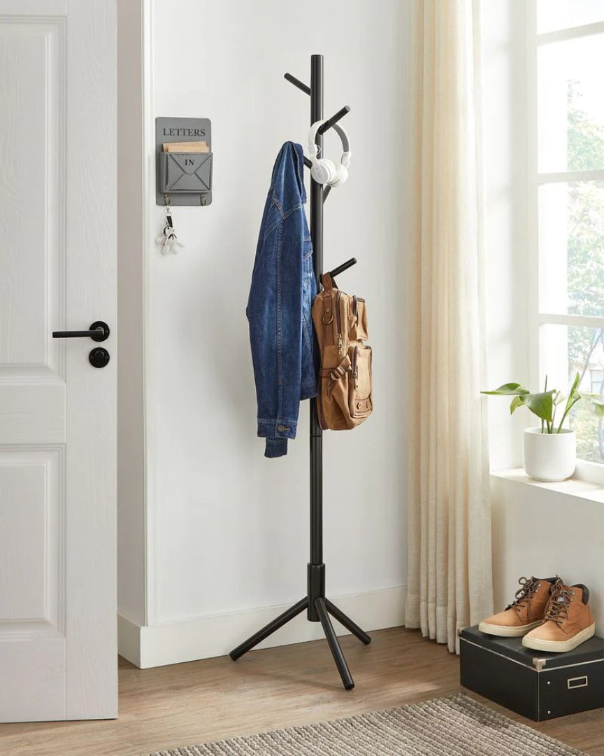 Solid Wood Coat Rack With 8 Hooks, 68.9 Inch Freestanding Stand