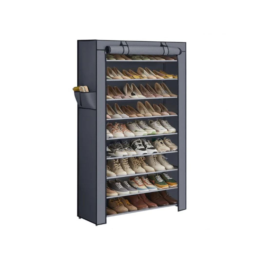 9 Tier Shoe Rack With Cover, 34.6/22.8 Inch Wide Storage Organizer