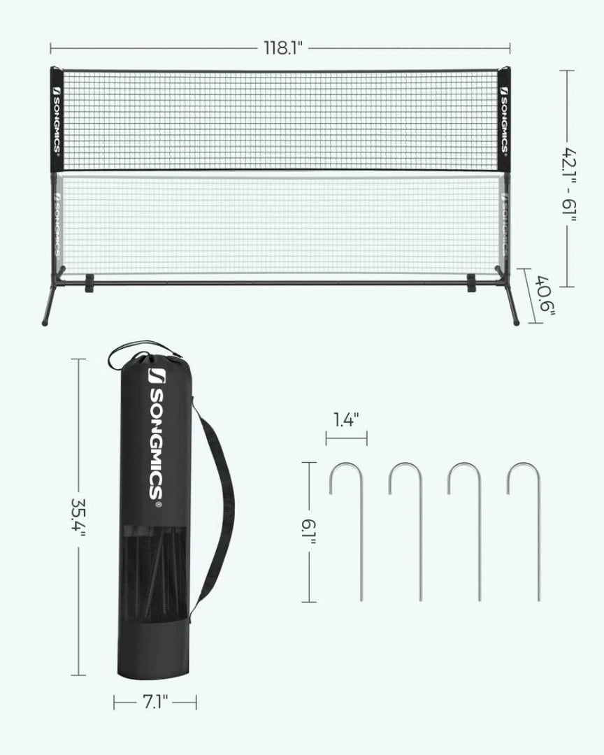 Badminton Net Portable Adjustable Height 35.4-61in Set