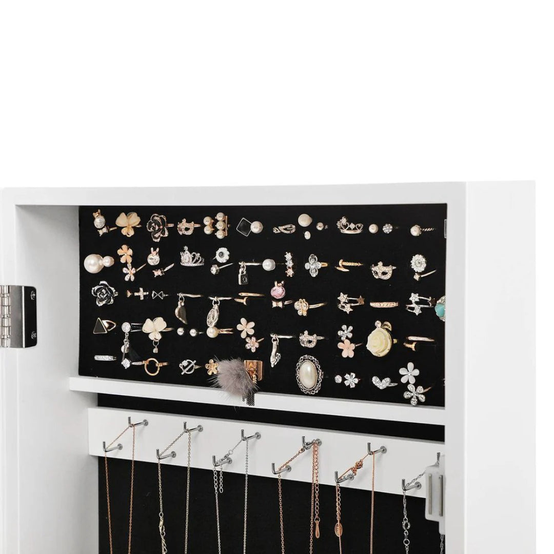 Lockable Mirror Jewelry Cabinet Wall Mounted Organizer