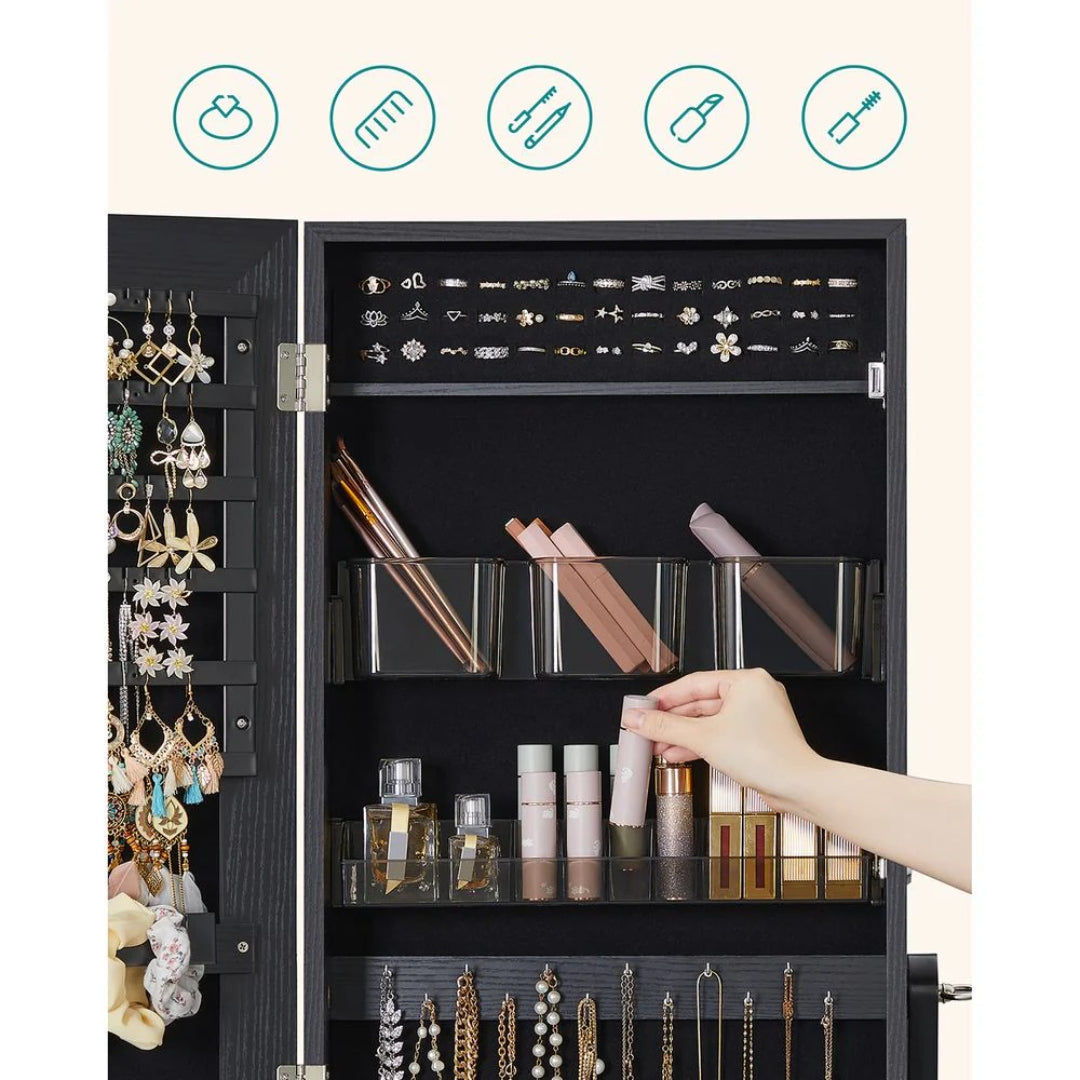 Freestanding Mirror Jewelry Cabinet Armoire With Storage